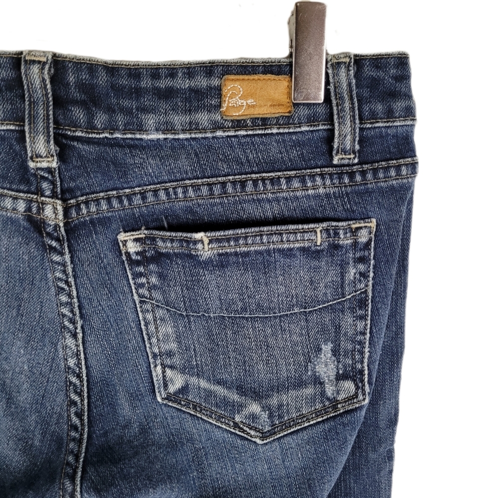 PAIGE | Blue Heights low rise slim straight leg jeans